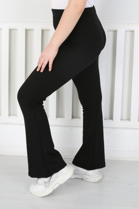 İspanyol Paça Birinci Kalite Fitilli Kumaş Siyah Tayt