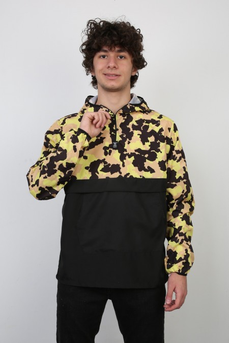 Kapşonlu Yarım Fermuarlı Mevsimlik Mont