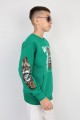 Üç İplik Şardonlu Baskılı Kanguru Cepli Erkek Çocuk Günlük Sweatshirt