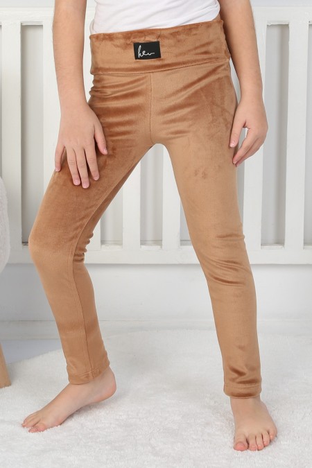 Likralı Kadife Kumaş Arma Detaylı Tayt