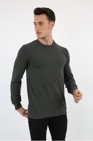 Düz Sıfır Yaka Antrasit Sweat