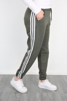 2 İplik Üç Çizgili Haki Altı Eşofman 