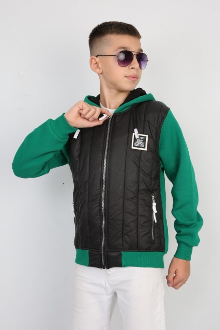 Üç İplik Kapşonlu Fermuarlı İçi Termal Erkek Çocuk Günlük Sweatshirt