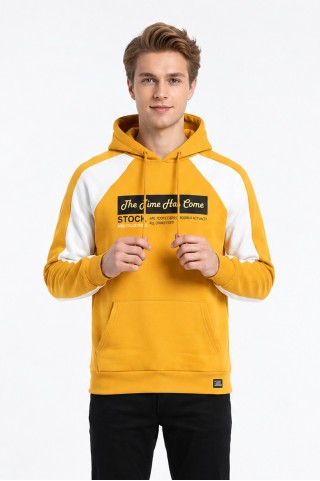 Erkek Üç İplik Kapşonlu Kanguru Cepli Günlük Sweatshirt