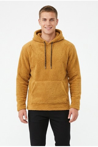 Erkek Kapüşonlu Kanguru Cepli Günlük Pelüş Sweatshirt