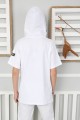 Kapşonlu Baskılı 100% Cotton Beyaz Tişört