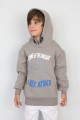 Üç İplik Şardonlu Baskılı Kapşonlu Erkek Çocuk Günlük Sweatshirt