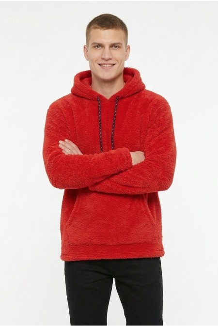 Erkek Kapüşonlu Kanguru Cepli Günlük Pelüş Sweatshirt