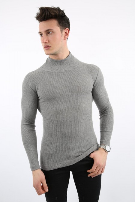 Likralı Boğazlı Füme Sweat