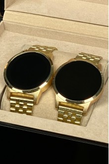  Metal Kordon Dijital Ekran Sarı Sevgili Saatleri 