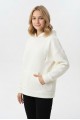 Kadın Kapüşonlu Kanguru Cepli Düşük Omuzlu Kare Desenli Kabartma Dokulu Sweatshirt