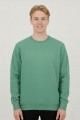 Erkek Yeşil Oversize Bisiklet Yaka Basic Pamuklu Üç İplik Şardonlu Sweatshirt