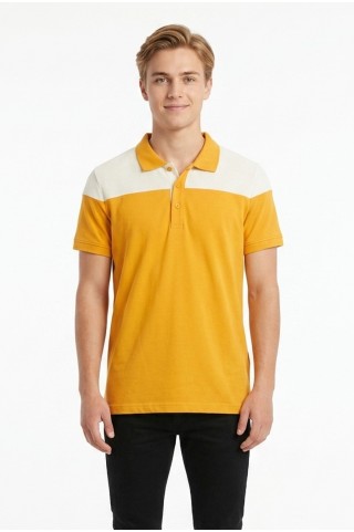 Erkek Omuz Panel Detaylı Polo Yaka Kısa Kollu Slim Fit Dokulu Örme Tişört
