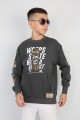 Üç İplik Şardonlu Baskılı Kanguru Cepli Erkek Çocuk Günlük Sweatshirt