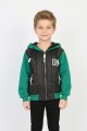  Erkek Çocuk Üç İplik Armalı Kapüşonlu Fermuarlı İçi Termal Kolları Polar Günlük Sweatshirt