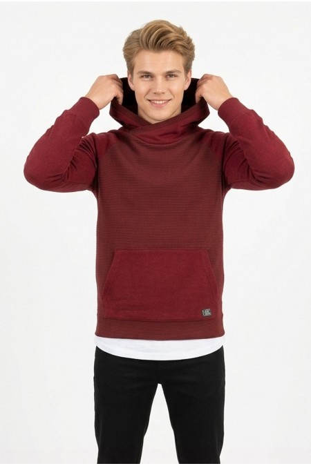 Erkek Üç İplik Şardonlu Kumaş Kapşonlu Kanguru Cepli Alttan Çıkmalı  Günlük Sweatshirt