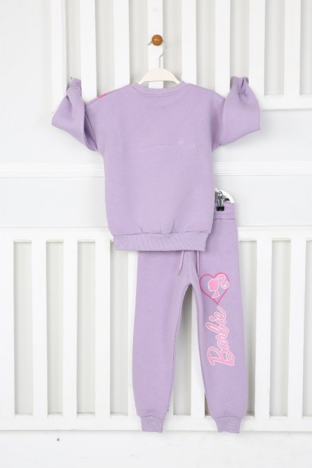 Üç İplik Şardonlu Baskılı Lila Takım 