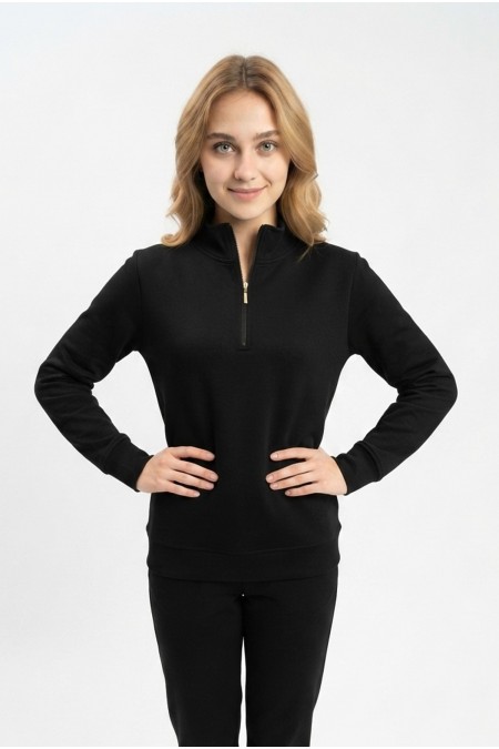 Kadın Yarım Fermuarlı Günlük Rahat Kesim Sweatshirt