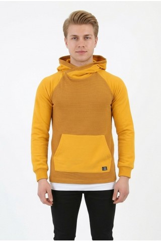 Erkek Üç İplik Şardonlu Kumaş Kapşonlu Kanguru Cepli Alttan Çıkmalı  Günlük Sweatshirt