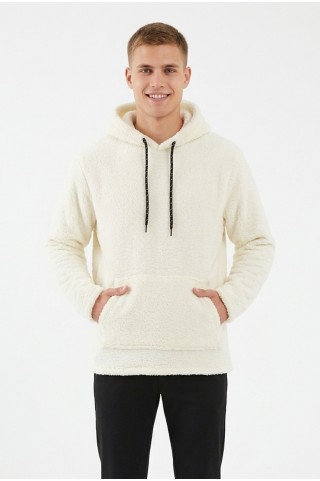 Erkek Kapüşonlu Kanguru Cepli Günlük Pelüş Sweatshirt