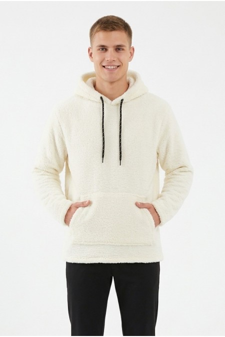 Erkek Kapüşonlu Kanguru Cepli Günlük Pelüş Sweatshirt