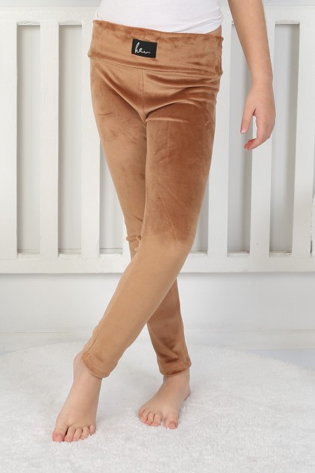 Likralı Kadife Kumaş Arma Detaylı Tayt