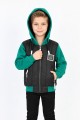  Erkek Çocuk Üç İplik Armalı Kapüşonlu Fermuarlı İçi Termal Kolları Polar Günlük Sweatshirt