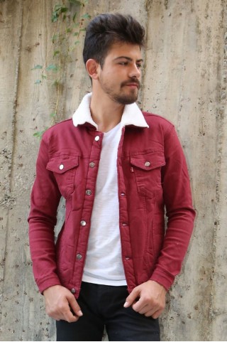 İçi Kürklü Bordo Kot Mont