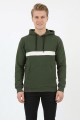 Erkek Üç İplik Kapşonlu Kalın Çizgili Kanguru Cepli Günlük Sweatshirt
