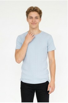 Erkek Fitilli Kumaş Bisiklet Yaka Slim Fit Esnek Kısa Kollu Yazlık Tişört