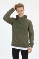 Erkek Üç İplik Şardonlu Kumaş Kapşonlu Kanguru Cepli Alttan Çıkmalı  Günlük Sweatshirt