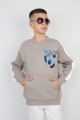 Üç İplik Şardonlu Arka Baskılı Erkek Çocuk Günlük Sweatshirt