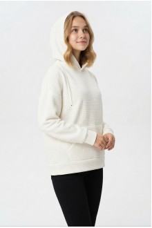 Kadın Kapüşonlu Kanguru Cepli Düşük Omuzlu Kare Desenli Kabartma Dokulu Sweatshirt