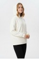 Kadın Kapüşonlu Kanguru Cepli Düşük Omuzlu Kare Desenli Kabartma Dokulu Sweatshirt