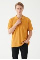 Erkek Kendinden Desenli Polo Yaka Kısa Kollu Slim Fit Dokulu Örme Tişört