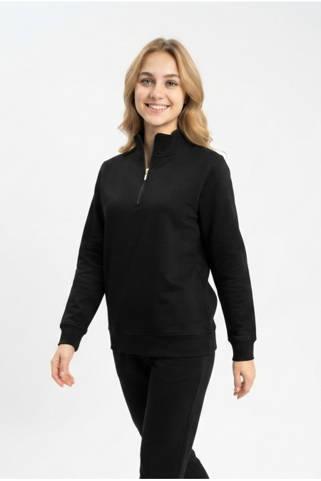 Kadın Yarım Fermuarlı Günlük Rahat Kesim Sweatshirt