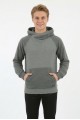 Erkek Üç İplik Şardonlu Kumaş Kapşonlu Kanguru Cepli Alttan Çıkmalı  Günlük Sweatshirt