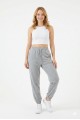 Bayan İki İplik Üç Çizgili Rahat Kesim Lastik Paçalı Cepli Günlük Spor Giyim Alt Eşofman