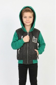  Erkek Çocuk Üç İplik Armalı Kapüşonlu Fermuarlı İçi Termal Kolları Polar Günlük Sweatshirt