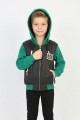  Erkek Çocuk Üç İplik Armalı Kapüşonlu Fermuarlı İçi Termal Kolları Polar Günlük Sweatshirt