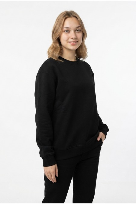 Kadın Şardonlu Bisiklet Yaka Oversize Günlük Rahat Kesim Sweatshirt