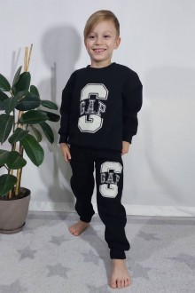 Üç İplik Şardonlu Baskılı Siyah Takım 