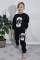 Üç İplik Şardonlu Baskılı Siyah Takım 