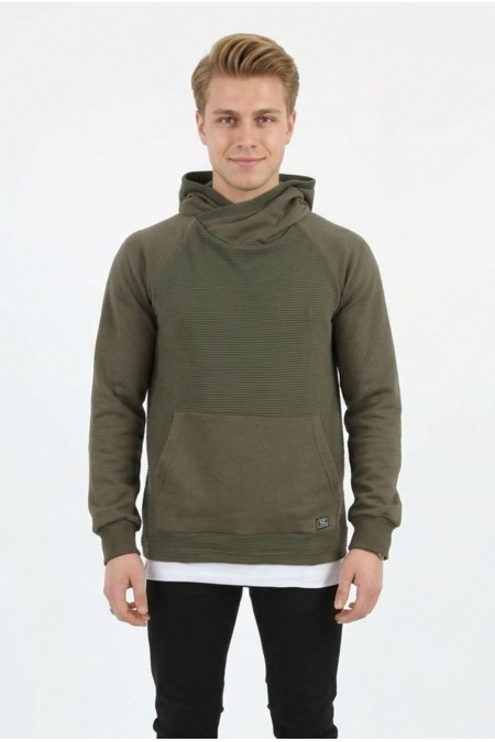 Erkek Üç İplik Şardonlu Kumaş Kapşonlu Kanguru Cepli Alttan Çıkmalı  Günlük Sweatshirt