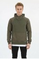 Erkek Üç İplik Şardonlu Kumaş Kapşonlu Kanguru Cepli Alttan Çıkmalı  Günlük Sweatshirt