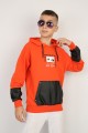 İki İplik Kapşonlu Baskılı Erkek Çocuk Günlük Sweatshirt