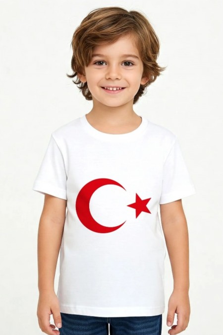 Bayrak Baskılı Kız Çocuk Tişört