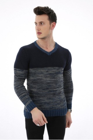 Desenli Lacivert Kazak