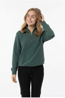 Kadın Yarım Fermuarlı Yuvarlak Yaka Günlük Rahat Kesim Sweatshirt
