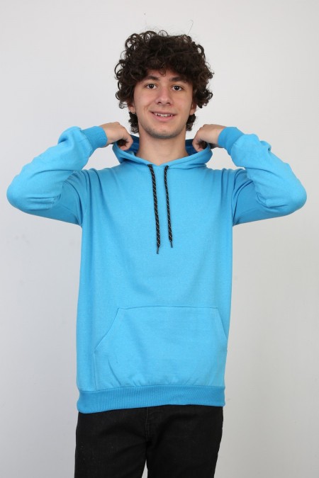 İki İplik Kapşonlu Cepli Sweat